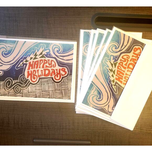 Happy Holidays Car 5"x7" Greeting Cards Set of 6 Acid Free Card Stock Art Print - Picture 4 of 7